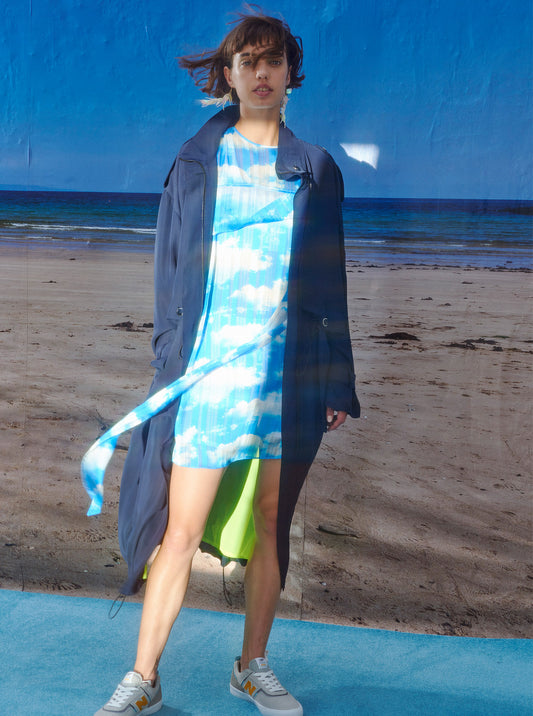 Vinti Andrews Navy Crepe Summer Coat