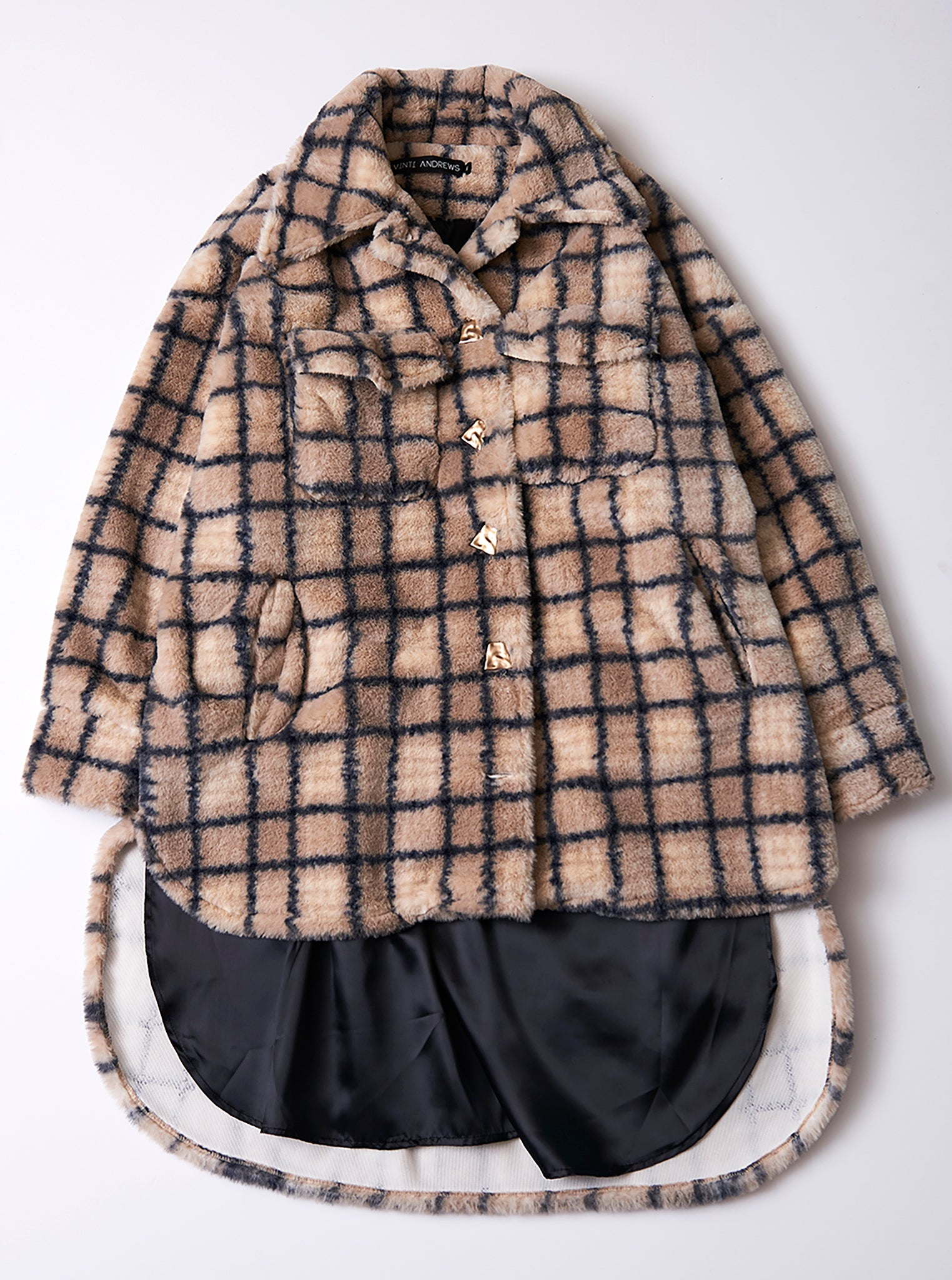 Vinti Andrews Faux Fur Plaid Shirt Jacket