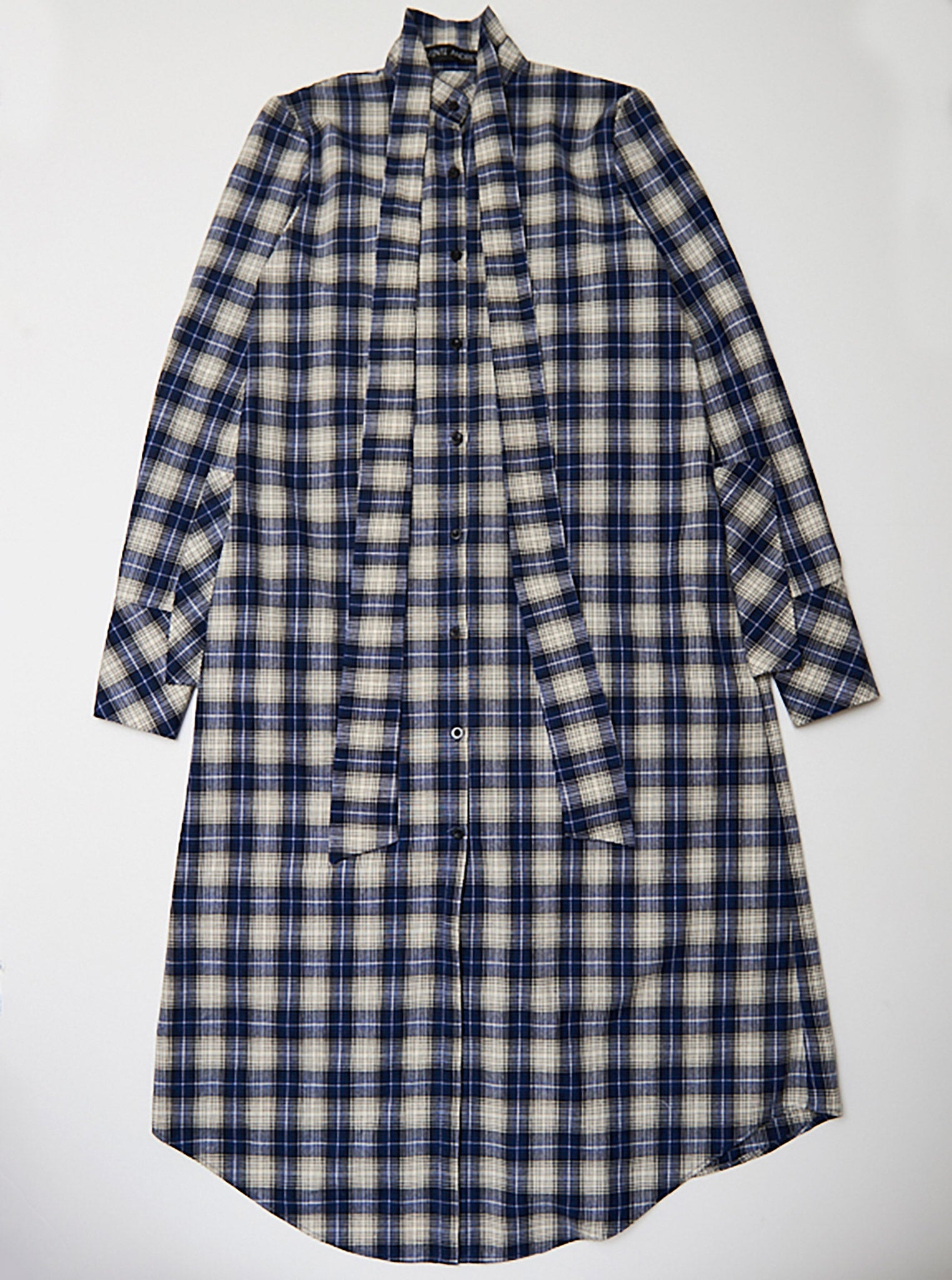 Vinti Andrews Extended Navy Plaid Collar Dress